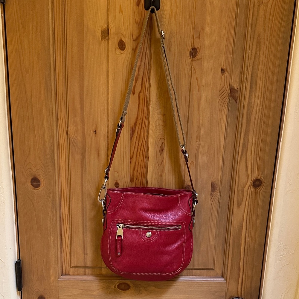 B. Makowsky Red Leather Crossbody Bag